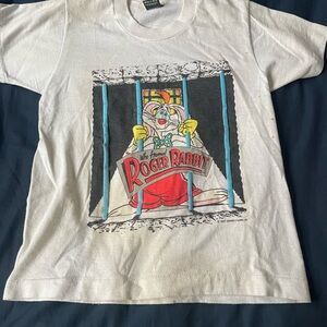 Disney White Roger Rabbit Graphic Tee with Bright Multicolor Print